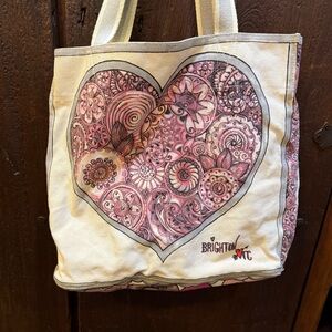 Tom Clancy for Brighton Canvas Pink and Cream Canvas Heart Tote